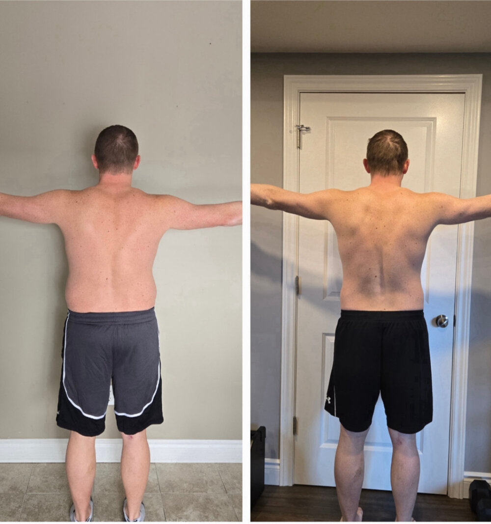 Tom body transformation, before and after